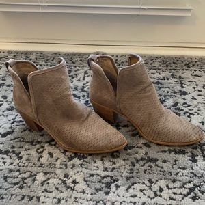 Gray suede lucky brand booties - size 9 - worn often - see pics